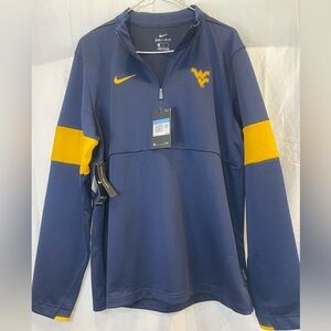 NWT Nike WV Mountaineers Dri-FIT half-zip pullover Blue & Gold Size Medium